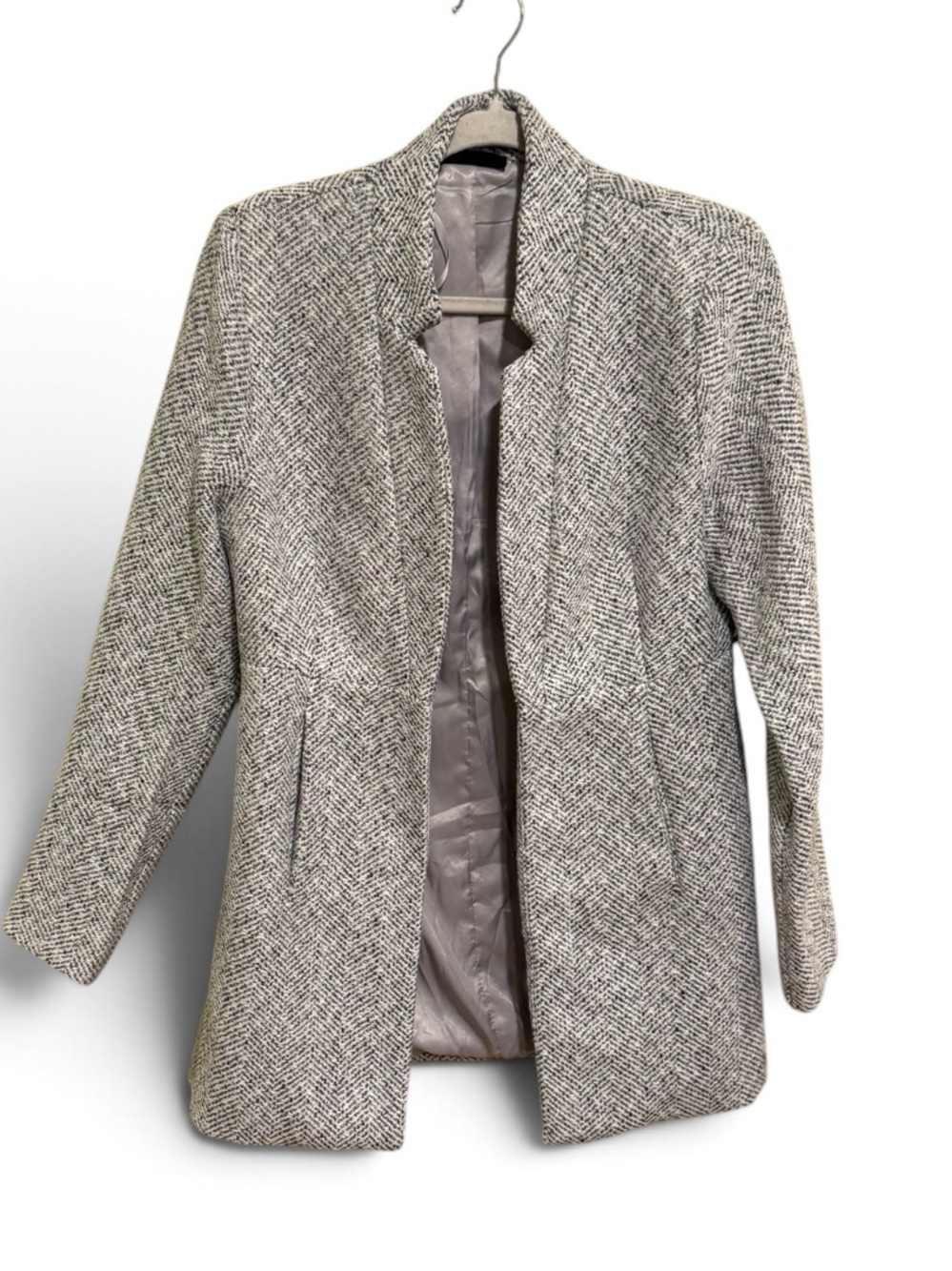 VICI Black White Herringbone Tweed Coat Jacket Blazer Gray & White Small